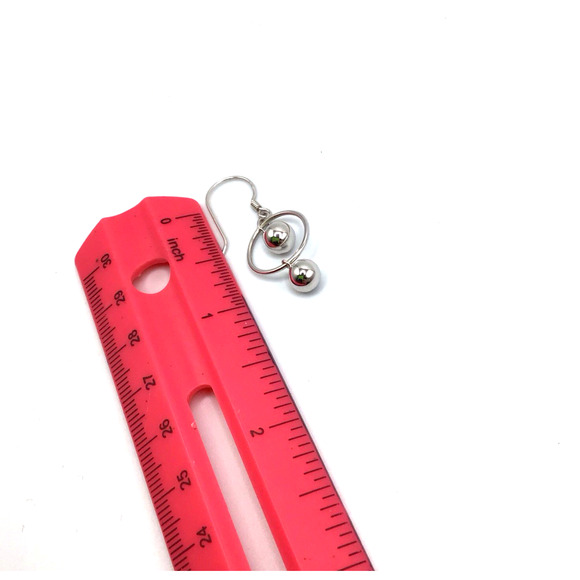 925 Sterling Silver Necklace & Earrings Set Ball Pendant 18" Dangle Hooks - Picture 9 of 11